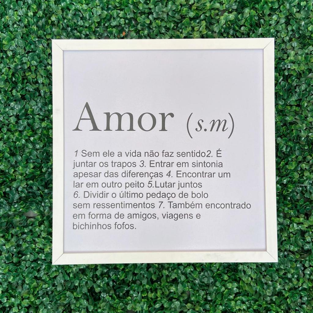 Quadro cobre caixa de luz com moldura 43x43 Amor (s.m) para sala/ quarto/decoração