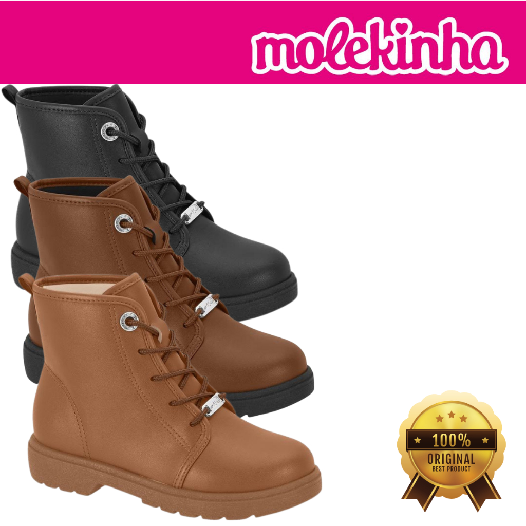 Bota Infantil Molekinha Coturno Napa Berlim Milano Juvenil em Oferta na Shopee