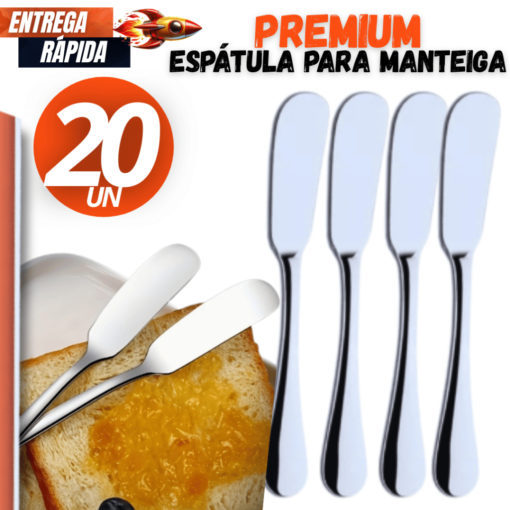 Conjunto 20 Espátulas Manteiga Patê Geleia Aço Inox Premium 15cm para Pão Torradas em Restaurante Variáveis Utilidades
