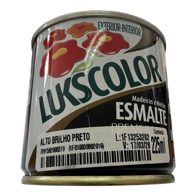 Tinta esmalte sintético Lukscolor preto brilhante 225ml