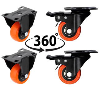 Jogo Kit 4 Rodinha Roda Para Móveis Giratória Reforçada Freio Trava 50mm 400kg em Oferta na Shopee