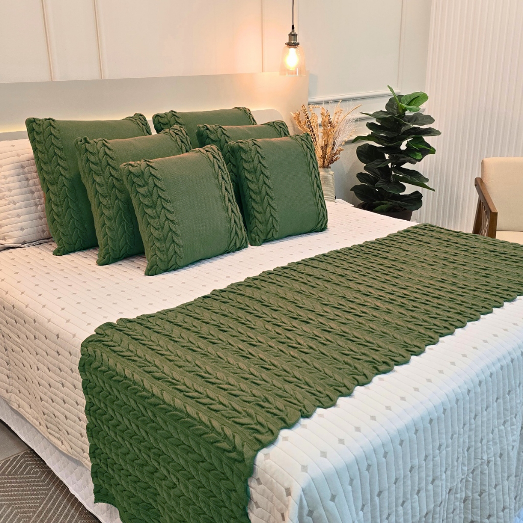 Peseira Manta Tricot Sofá Cama Casal Queen King Aconchego Home Decor - SOMENTE A PESEIRA