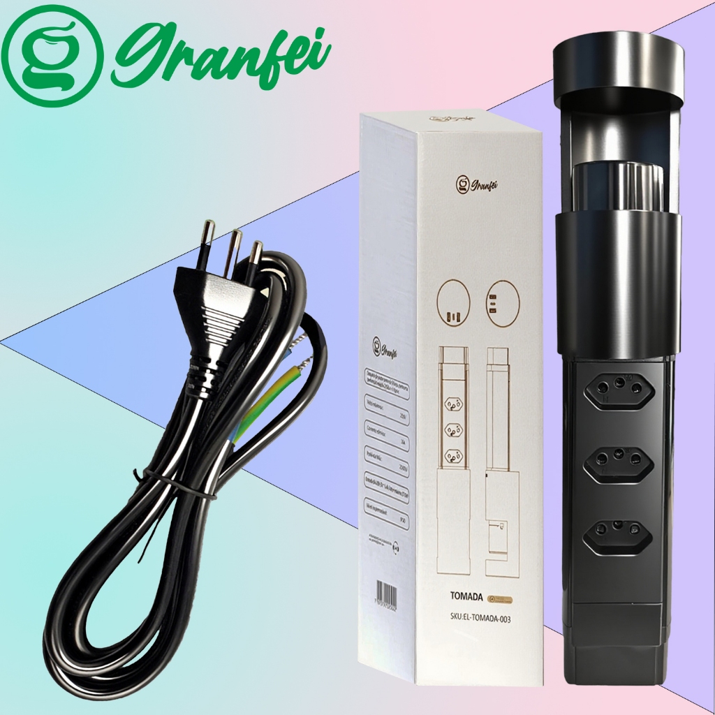 TOMADA DE MESA 3 PINOS ADESIVA + USB + TOUCH 5V/10A- 20A TEX