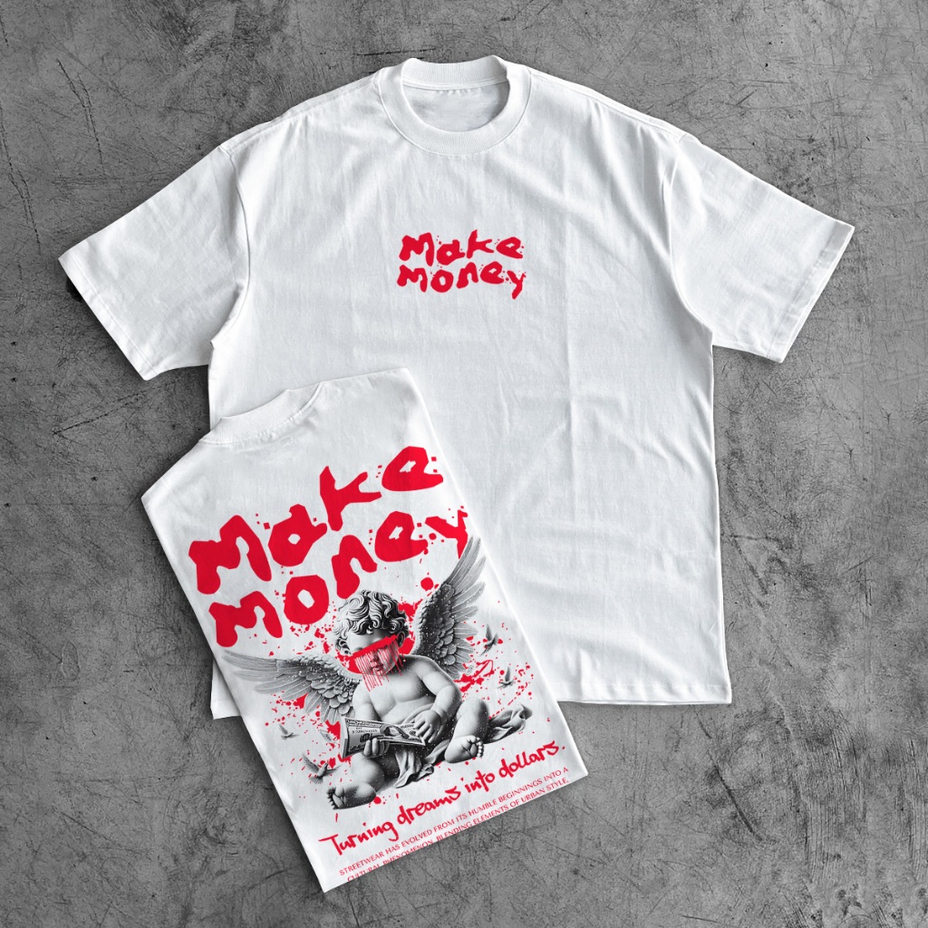 Camiseta Oversized Baby Angel Make Money StreetWear Malhão 100% Algodão OVER-209 em Oferta na Shopee