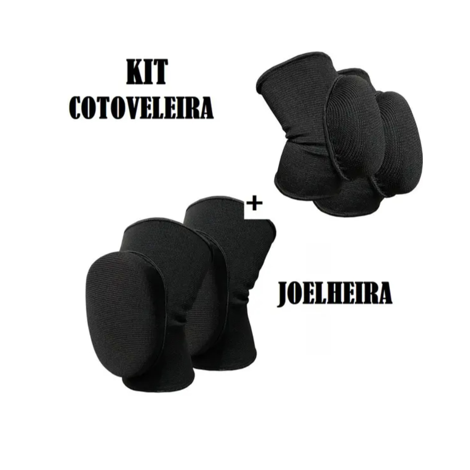 Kit de Joelheira Cotoveleira Acolchoadas com Elástico para Goleiro de Futsal/Vôlei