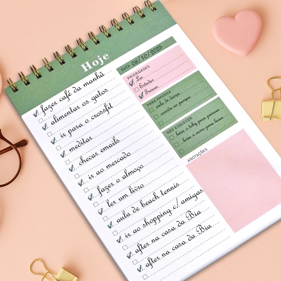 Planner Diário Encadernado - Pronta Entrega - 50 Folhas - 24x17,5cm em Oferta na Shopee