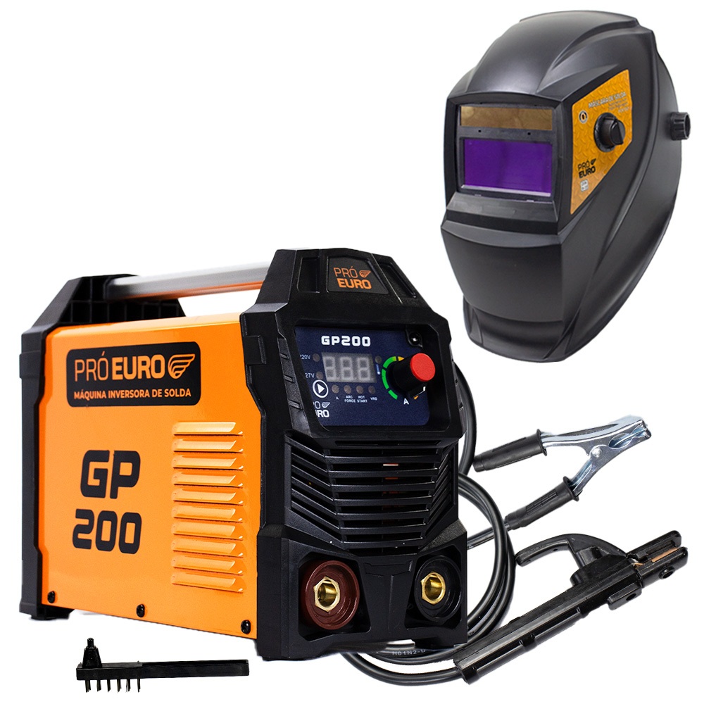 Máquina de Solda Inversora GP 200a Portátil Bivolt + Máscara Automática Três Regulagens Pró Euro em Oferta na Shopee