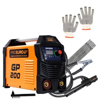 Kit Máquina de Solda Portátil GP 200 + Escova, Luva Simples e 250G Eletrodo 3,25mm Pró Euro em Oferta na Shopee
