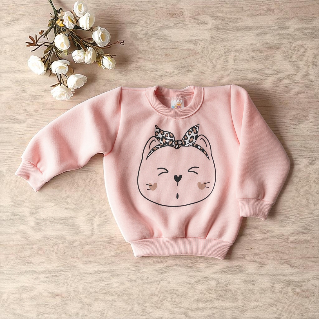 Blusa Moletom Inverno Quentinha Peluciada Roupas para Meninas Rosa Bebê
