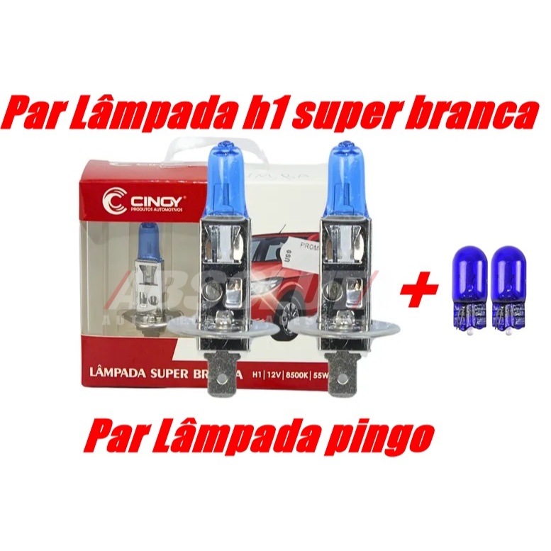 Lâmpada h1 Super branca + Par lampadas pingo meia luz super branca