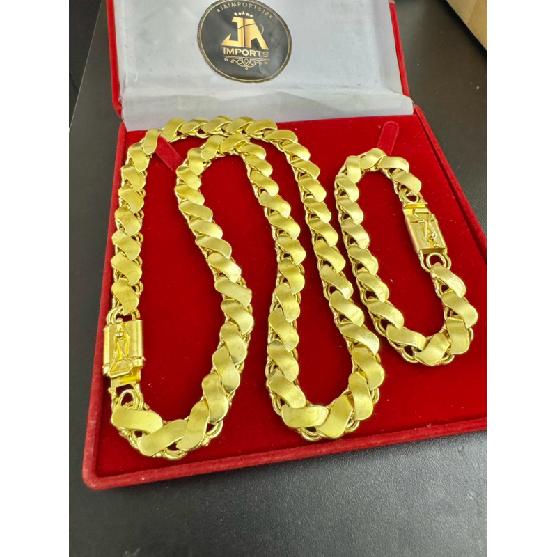 Cordão friso s 12mm + pulseira kit 100% moeda antiga cor de ouro
