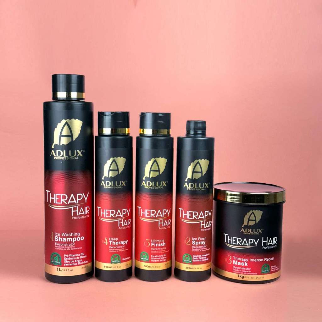 Kit Shampoo Reconstrutor Adlux 5 Passos Cabelos Quebradiços Therapy hair