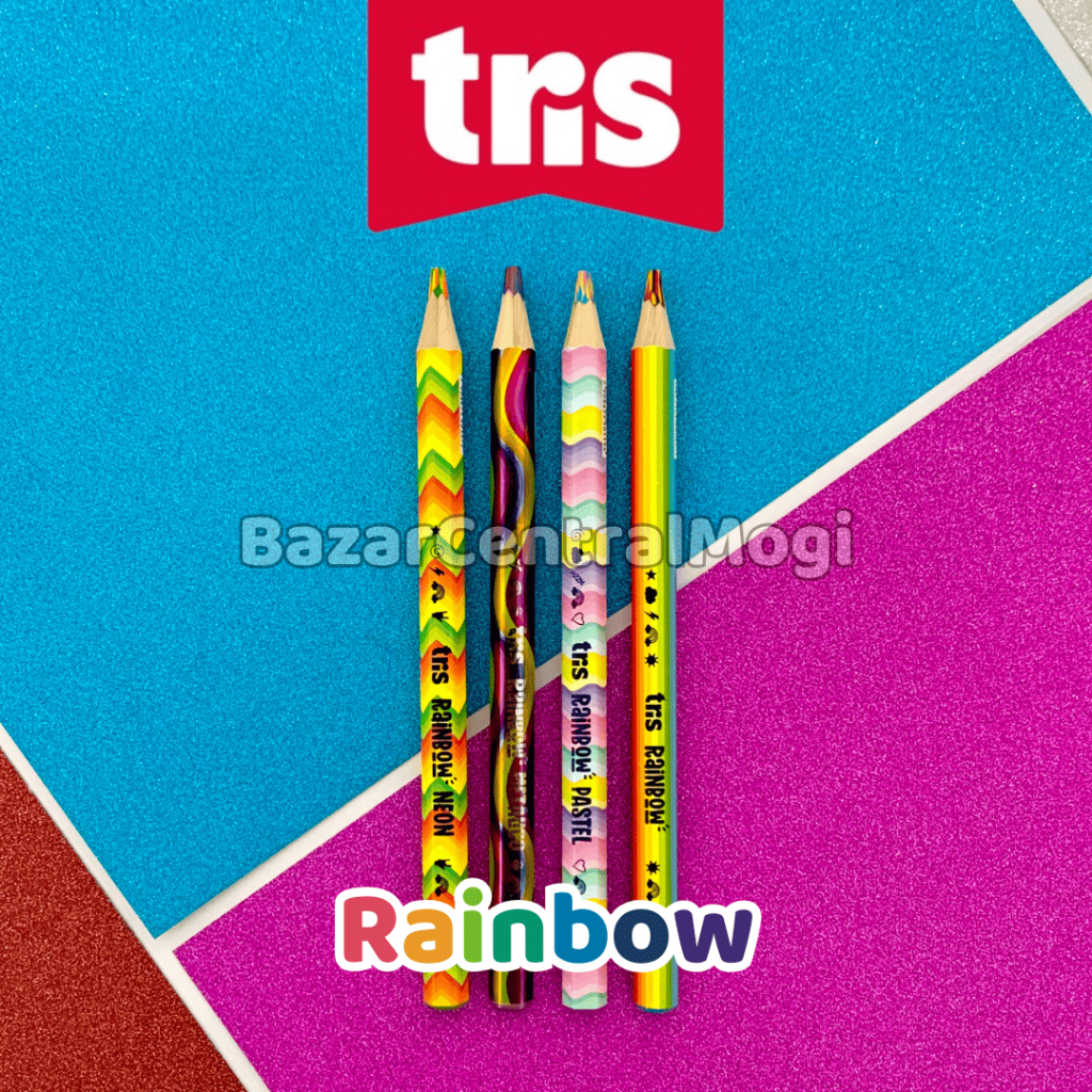 Lápis Rainbow Tris Jumbo Cor Pastel Neon Metálico Multicolorido em Oferta na Shopee