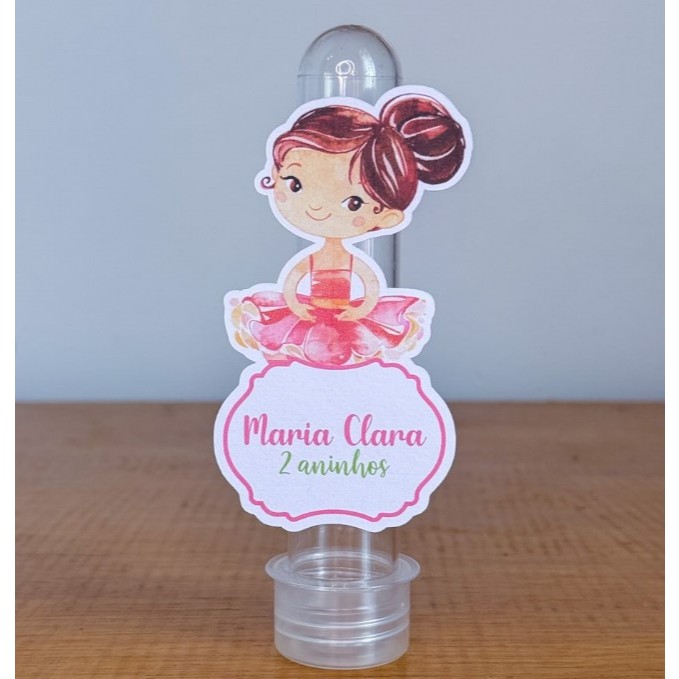 Tubetes com Aplique Bailarina / Lembrancinhas Personalizadas / Festa Bailarina / Bailarina Aquarela