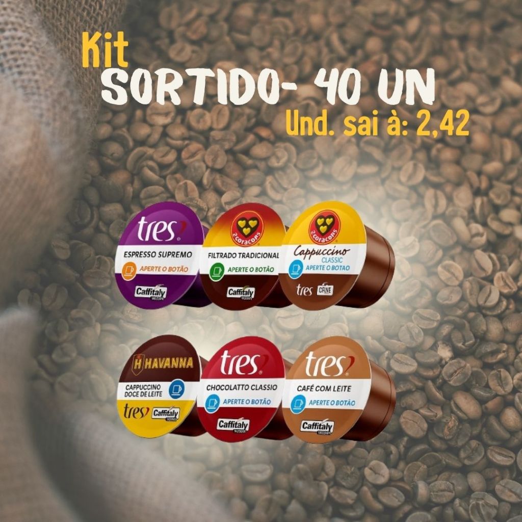Capsula Café/matinais Cappuccino Kit 20/40 unidades Sortidos Três Corações em Oferta na Shopee