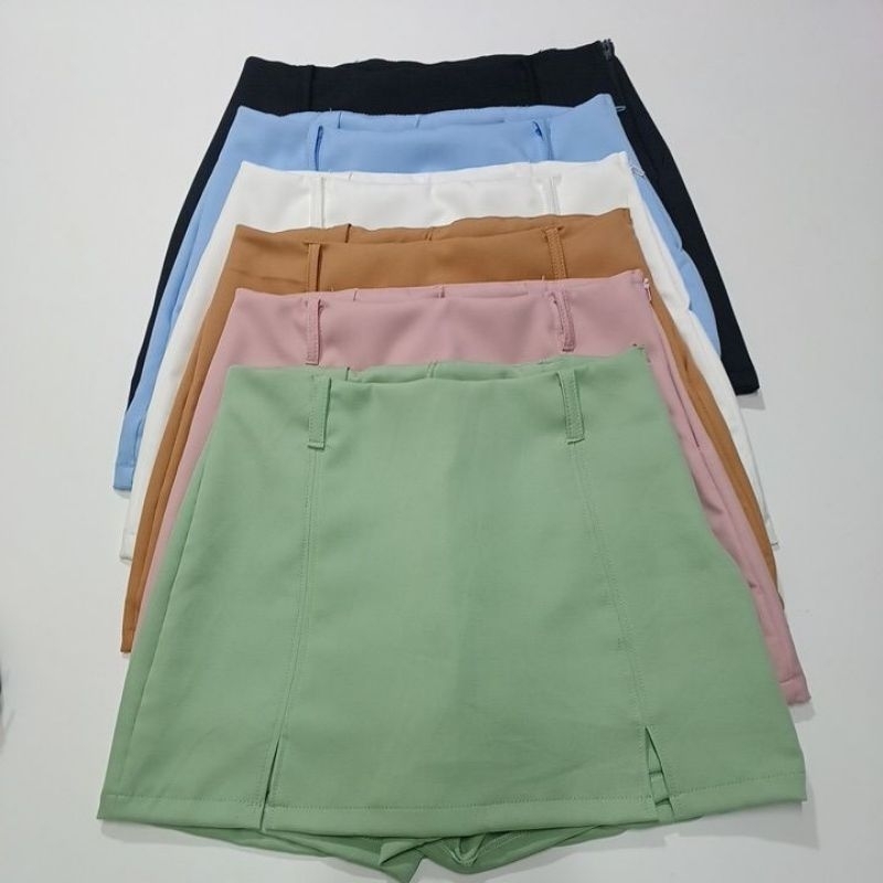 Short Saia Alfaiataria cintura alta com zíper lateral  tendência em Oferta na Shopee