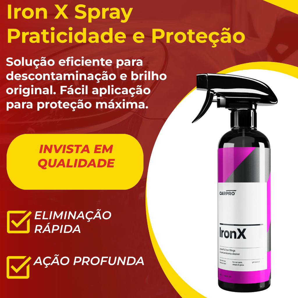 CarPro IronX 500ml Descontaminante Ferroso Spray pH Neutro | Pintura, Rodas e Vidros | Sem Ácido Pro
