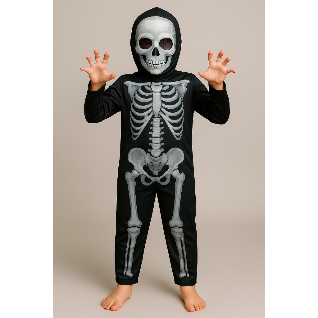 Fantasia Caveira Esqueleto Macacão Infantil Criança Menino Menina Halloween Terror Dia das Bruxas