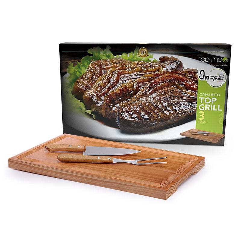 CONJUNTO PARA CHURRASCO TOP GRILL 3 PEÇAS - TOP LINE