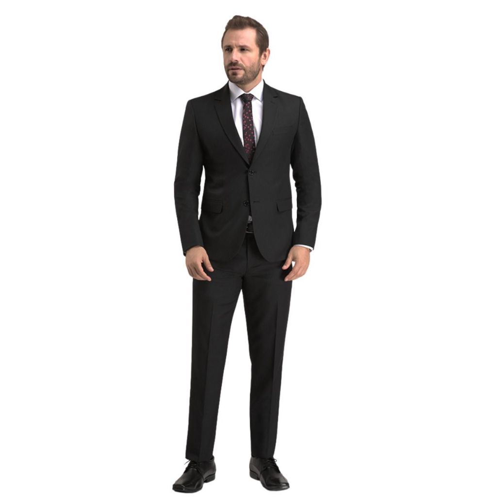 Terno Paletó Social Slim Alfaiataria Masculino Microfibra Gabardine De Luxo Preto Queima De Estoque