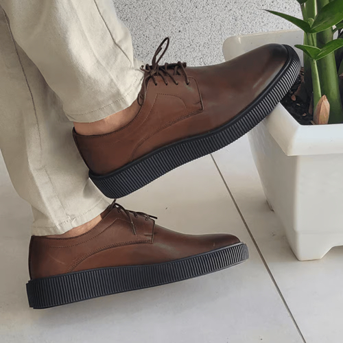 Sapato Derby Mef Málaga Masculino Premium Em Couro Legítimo - Café Lançamento