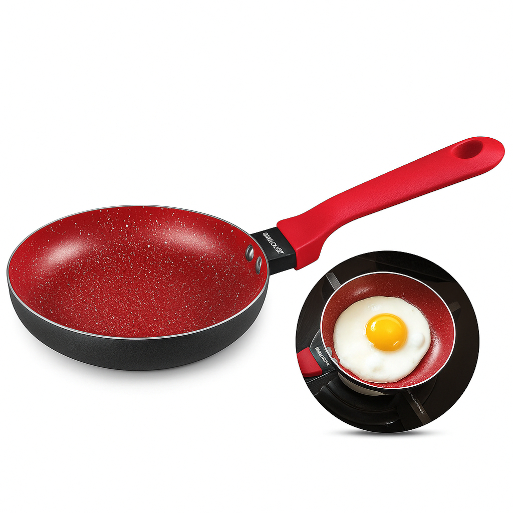 Frigideira Ovo Cerâmica Antiaderente N14 Red Marble Fogão Cooktop Vermelho Duralar em Oferta na Shopee