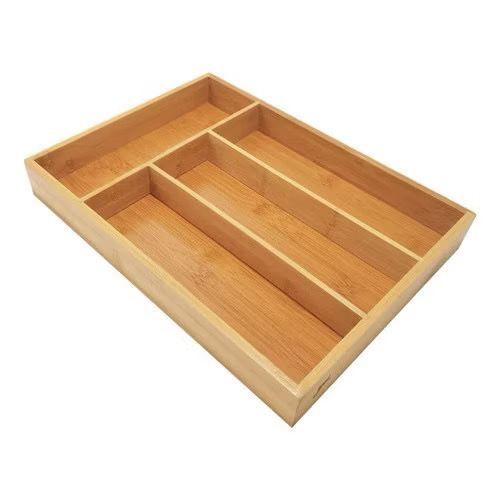 Porta Talheres MDF Com Bambu Com 4 Divisórias Para Gaveta Organizador Resistente em Oferta na Shopee