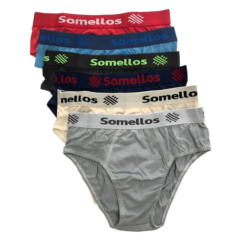 Kit com 3 Cuecas Slip Tradicional - 100% Algodão elastico largo