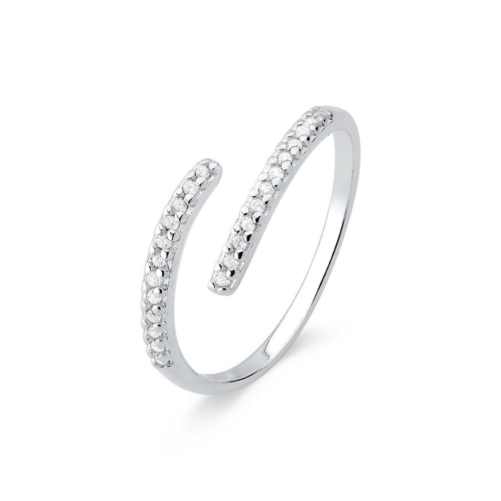 Anel de Prata 925 Regulável e com Zircônias em Oferta na Shopee
