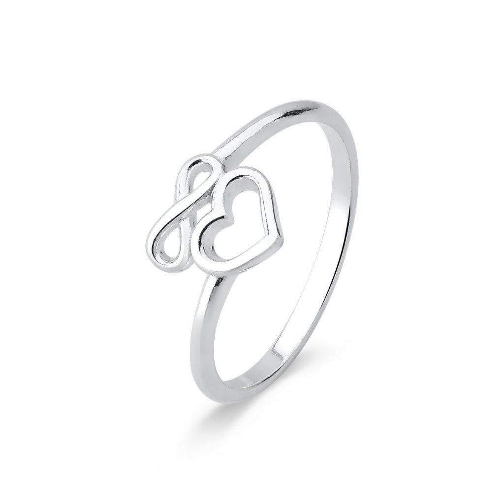 Anel de Prata 925 Coração e Infinito Vazados em Oferta na Shopee
