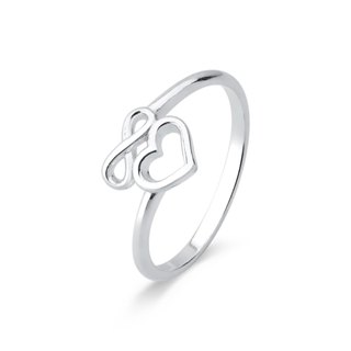Anel de Prata 925 Coração e Infinito Vazados em Oferta na Shopee