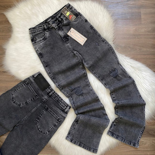 Calça Jeans Feminina Boot Cut Com Lycra Cintura Alta Grafite Clement Premium