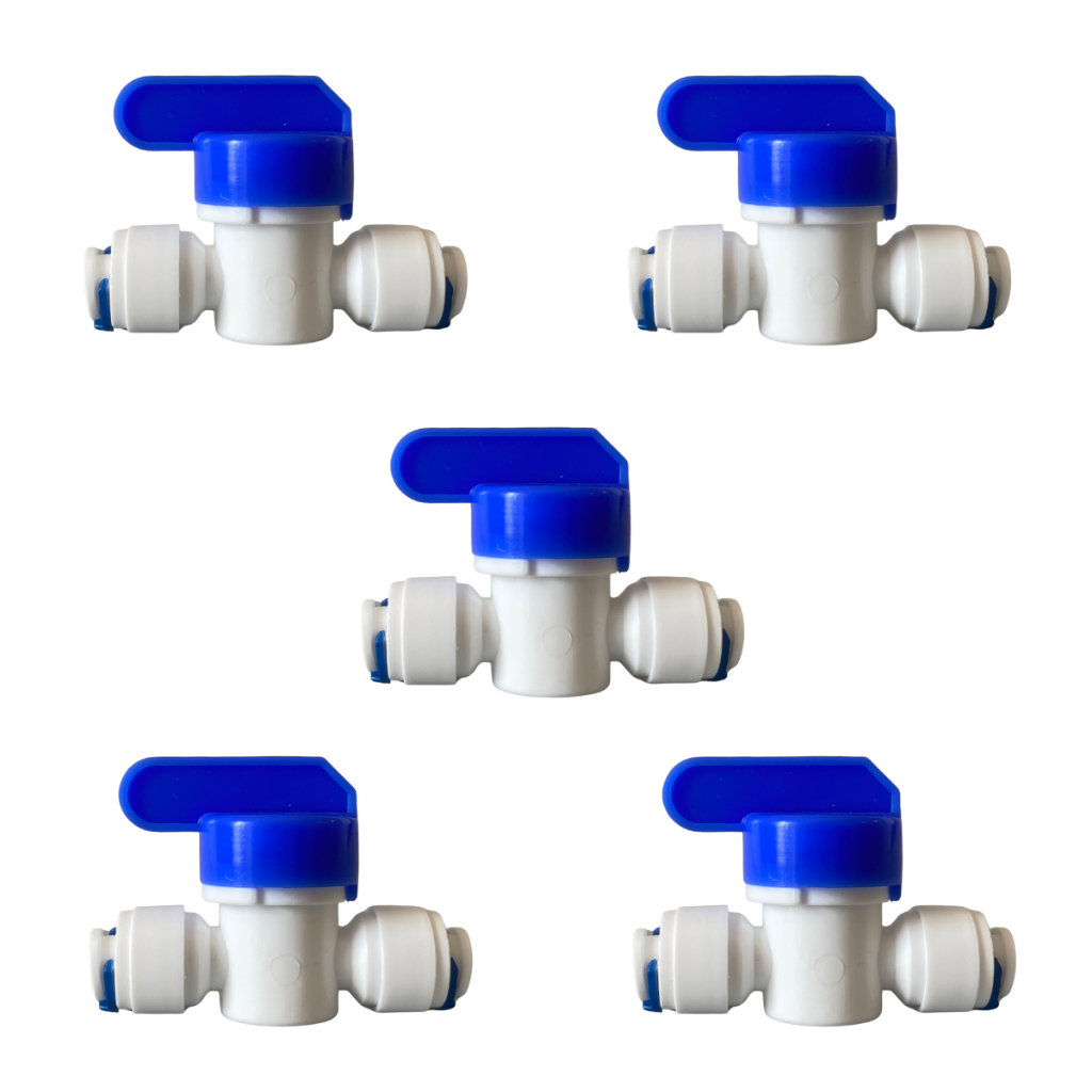 Kit 5 Registros Engate Rápido Conector 1/4 6mm Adaptador Plástico Bebedouro e Purificador Filtros de Água