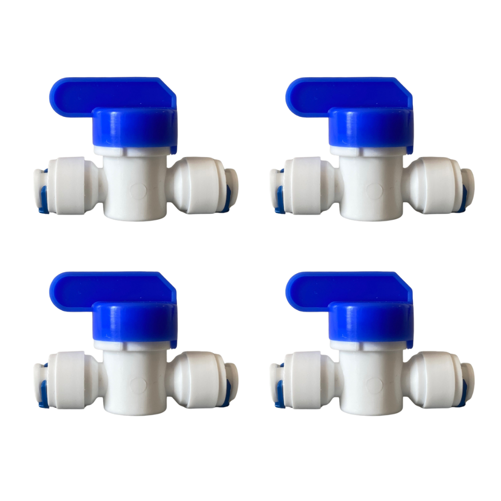 Kit 4 Registros Engate Rápido Conector 1/4 6mm Adaptador Plástico Bebedouro e Purificador Filtros de Água
