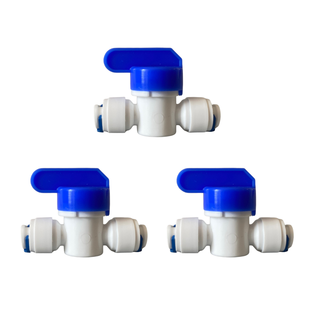 Kit 3 Registros Engate Rápido Conector 1/4 6mm Adaptador Plástico Bebedouro e Purificador Filtros de Água