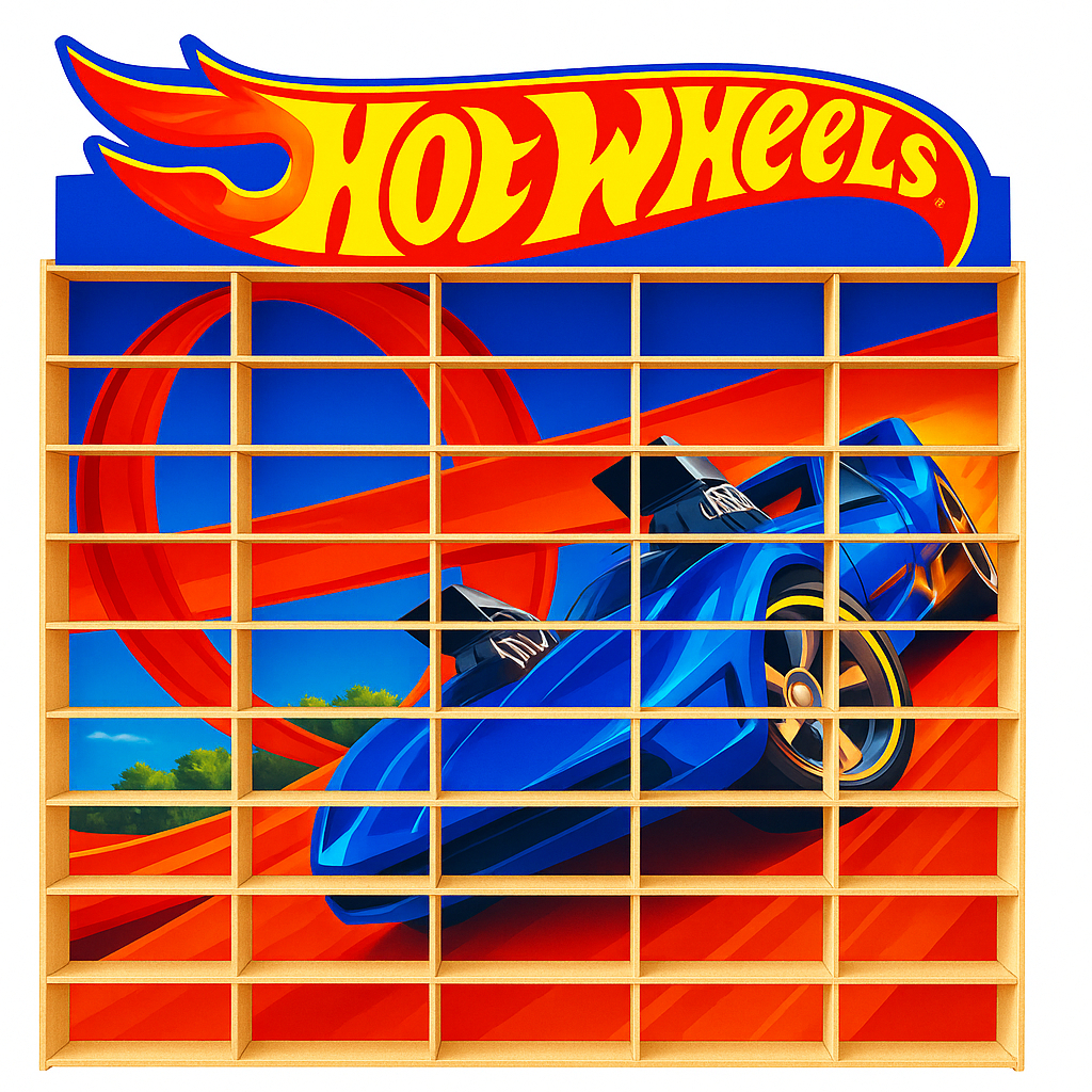 Suporte de parede para 50 carrinhos em mdf adesivado hotwheels em Oferta na Shopee