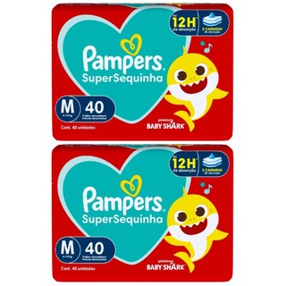 Kit 2 pctes Fralda Pampers SuperSequinha M 40un - Total 80unidades