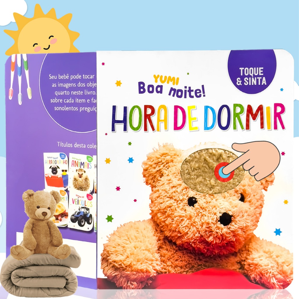 Livro Infantil Bebê Toque E Sinta Hora de Dormir | Estímulo Tátil Sensorial Texturas Realistas