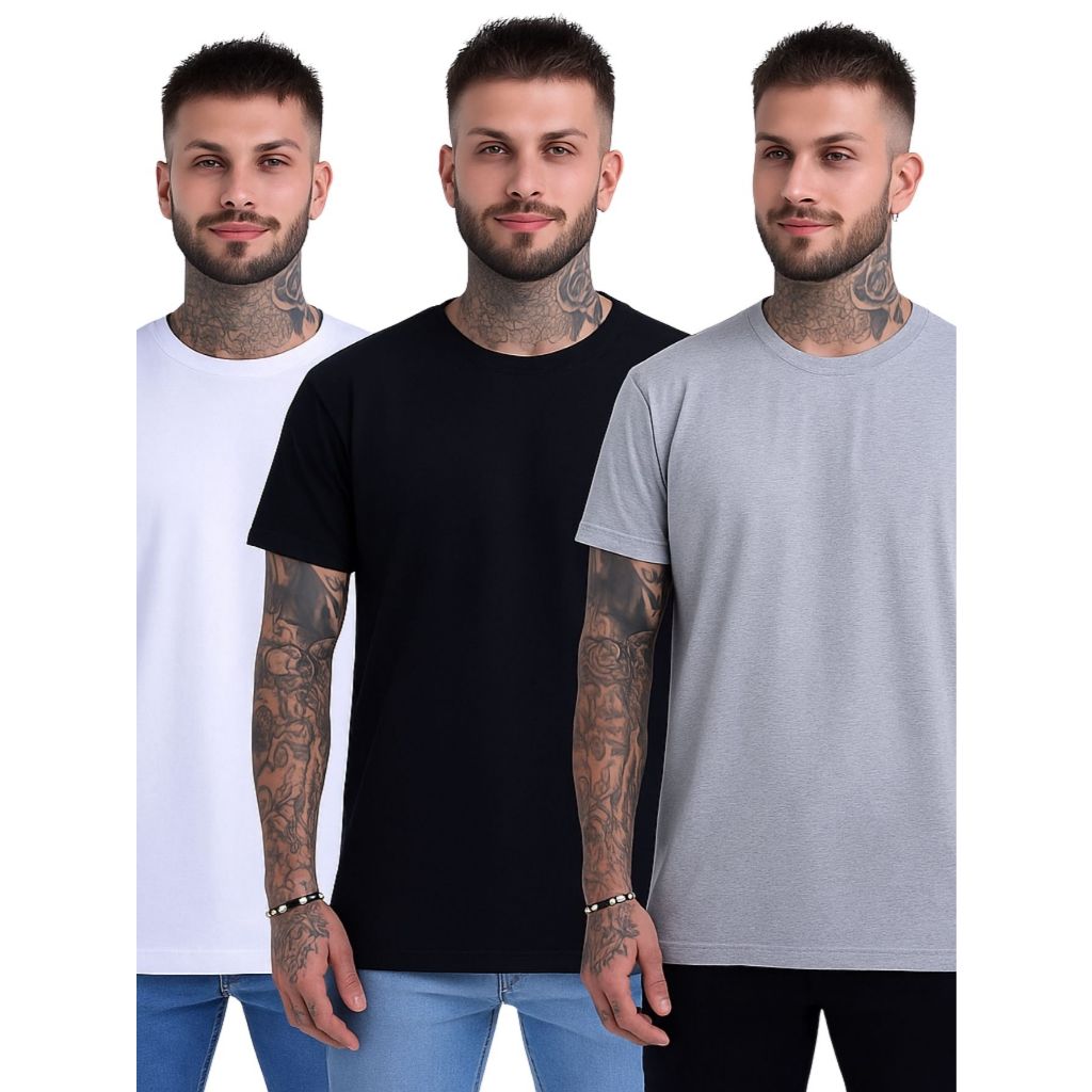 Kit 5 Camisetas Masculinas Básicas 100% Algodão + Poliéster Premium– Multicoloridas - Conforto e Qualidade