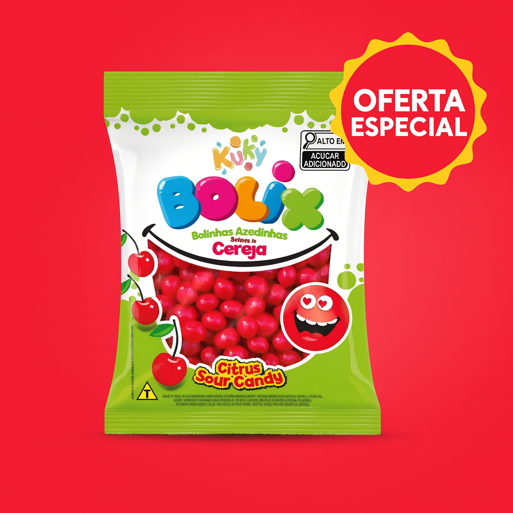 Bala de Goma Confeitada Azedinha Bolix Cereja 500g - Kuky