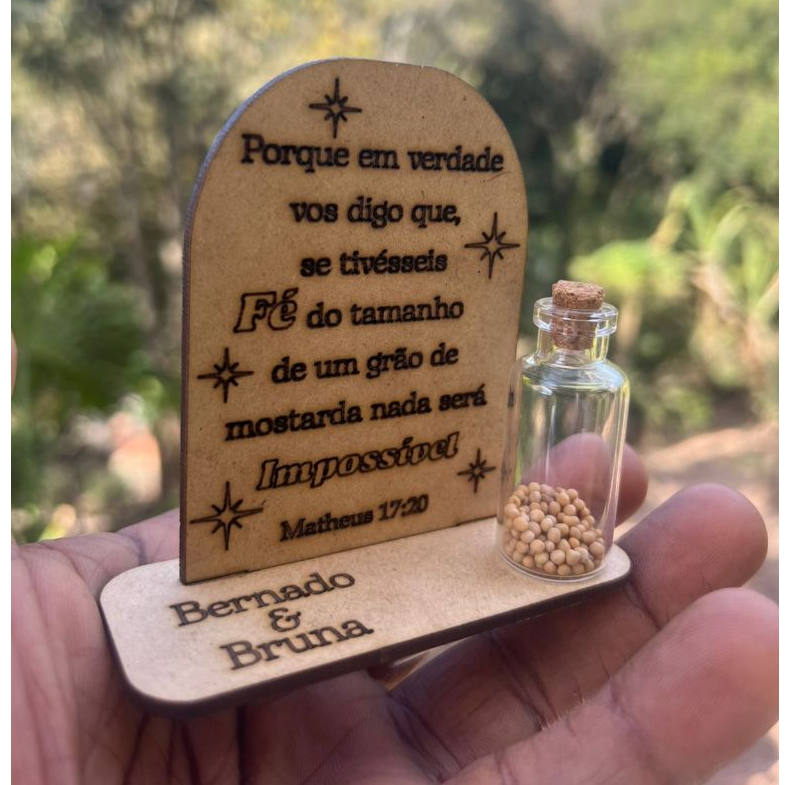 80 Lembrancinhas Grão de Mostarda Casamento Festa Encontros Confraternização em MDF Cru Personalizado