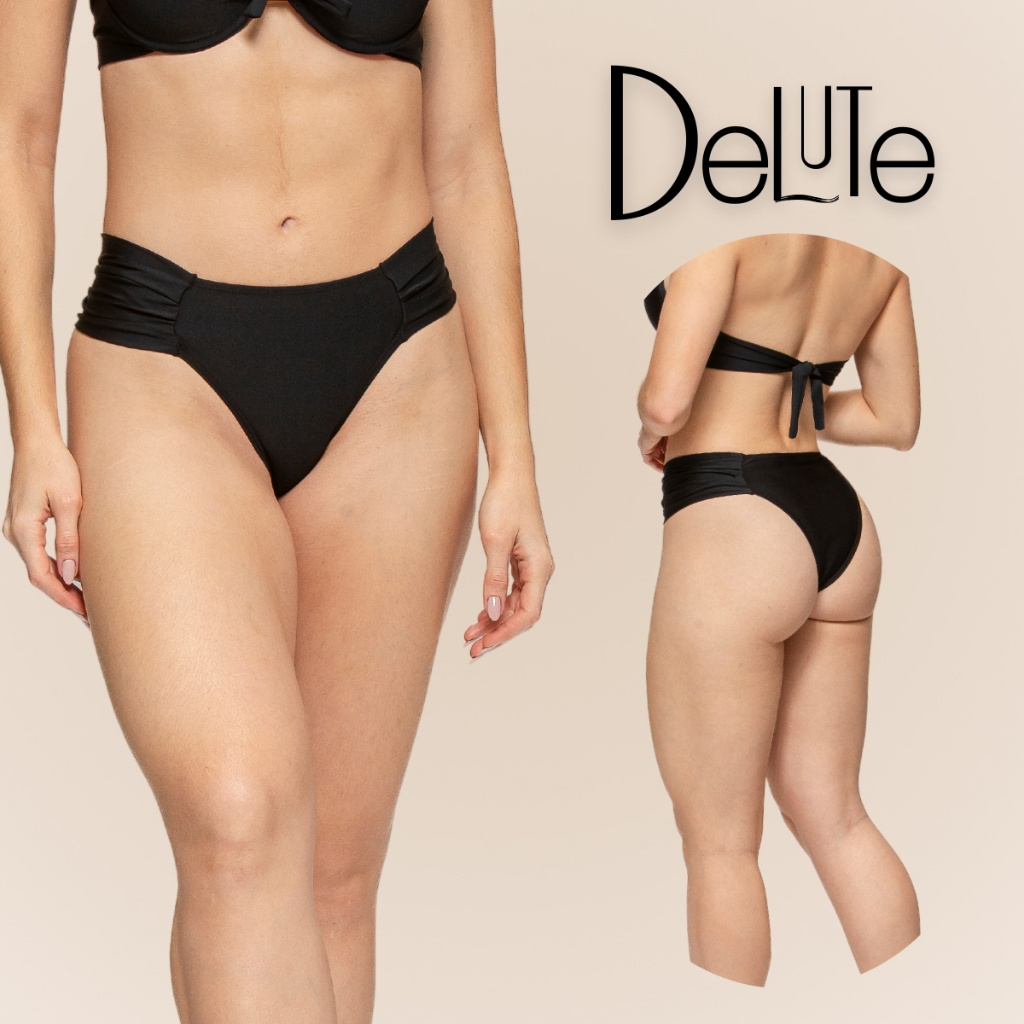 Calcinha Biquíni Arsiè Modelo Tanga Drapeado na Lateral Cós Alto Moda Praia Clássica Verão FPU 50+ em Oferta na Shopee