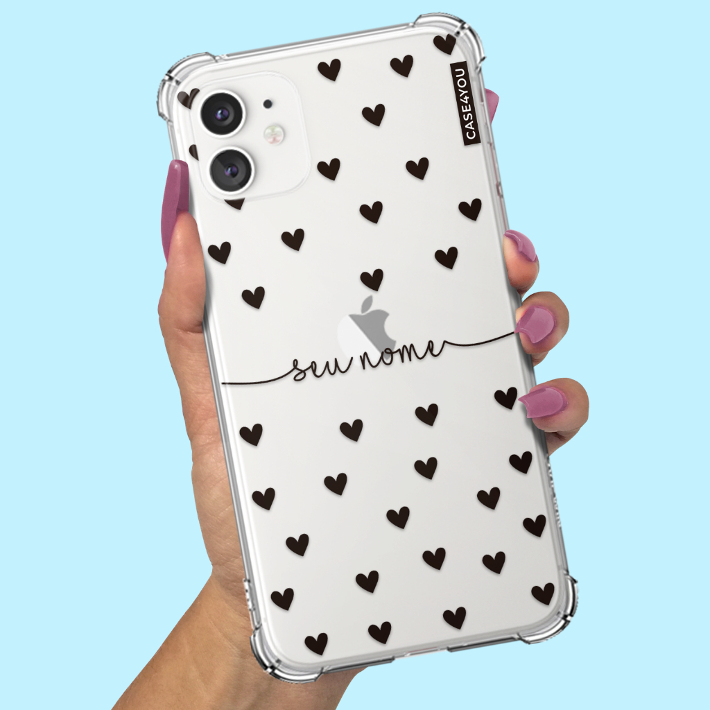 Capa Capinha para Samsung Galaxy S20 S21 S22 S23 S24 S25 FE PLUS ULTRA Anti-impacto Personalizada Corações Black