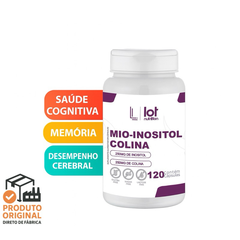 Inositol Colina 120 cápsulas Foco Mental Equilíbrio Hormonal Lot Nutrition