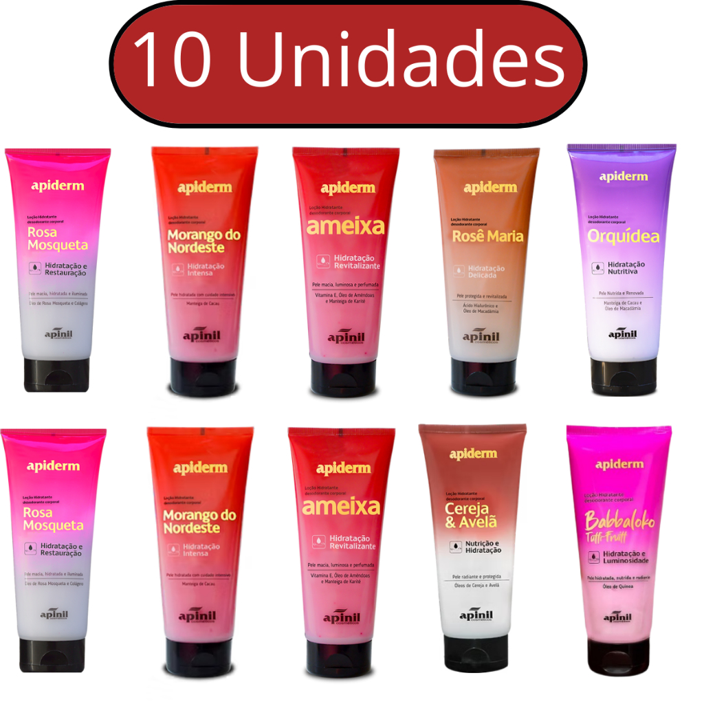 LOÇÃO HIDRATANTE CORPORAL APIDERM APINIL KIT 10 UNIDADES em Oferta na Shopee
