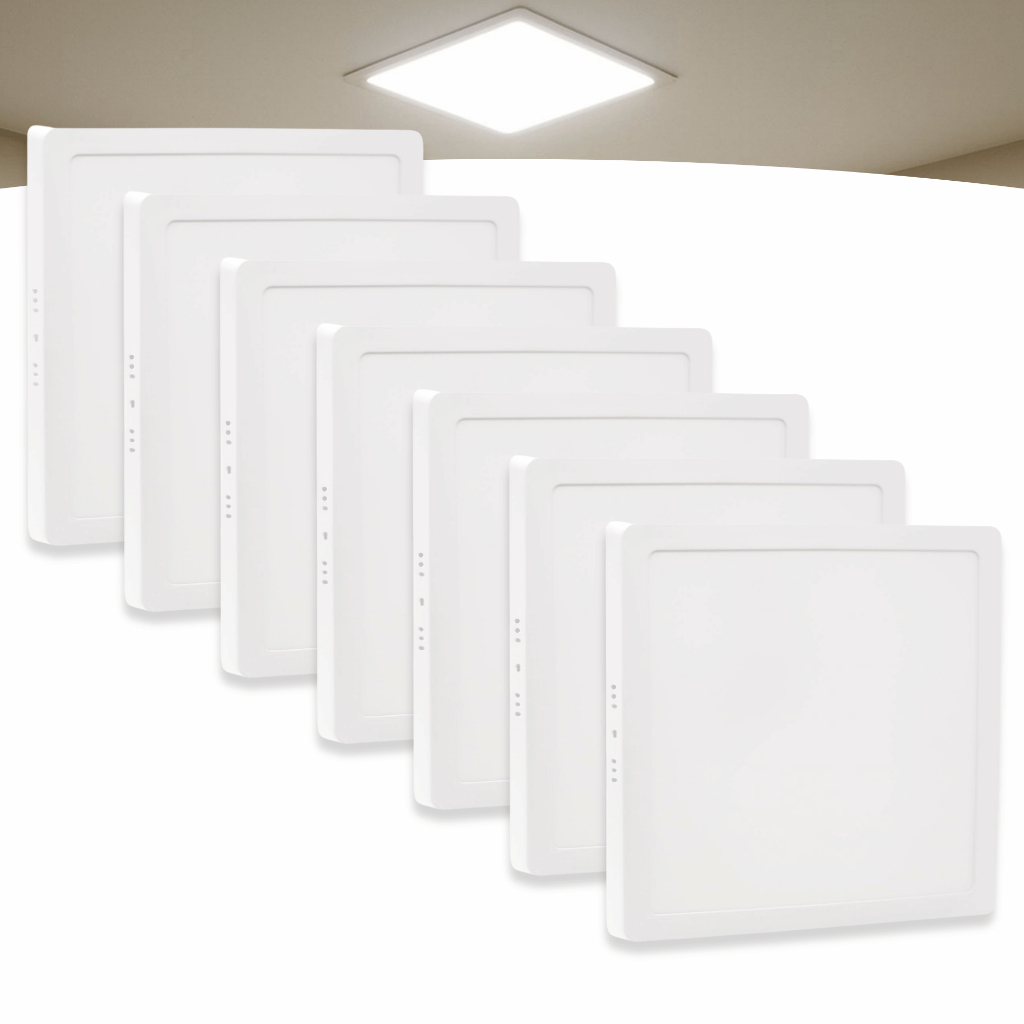 Kit 7 Painel Plafon Led 25w Sobrepor Quadrado Frio
