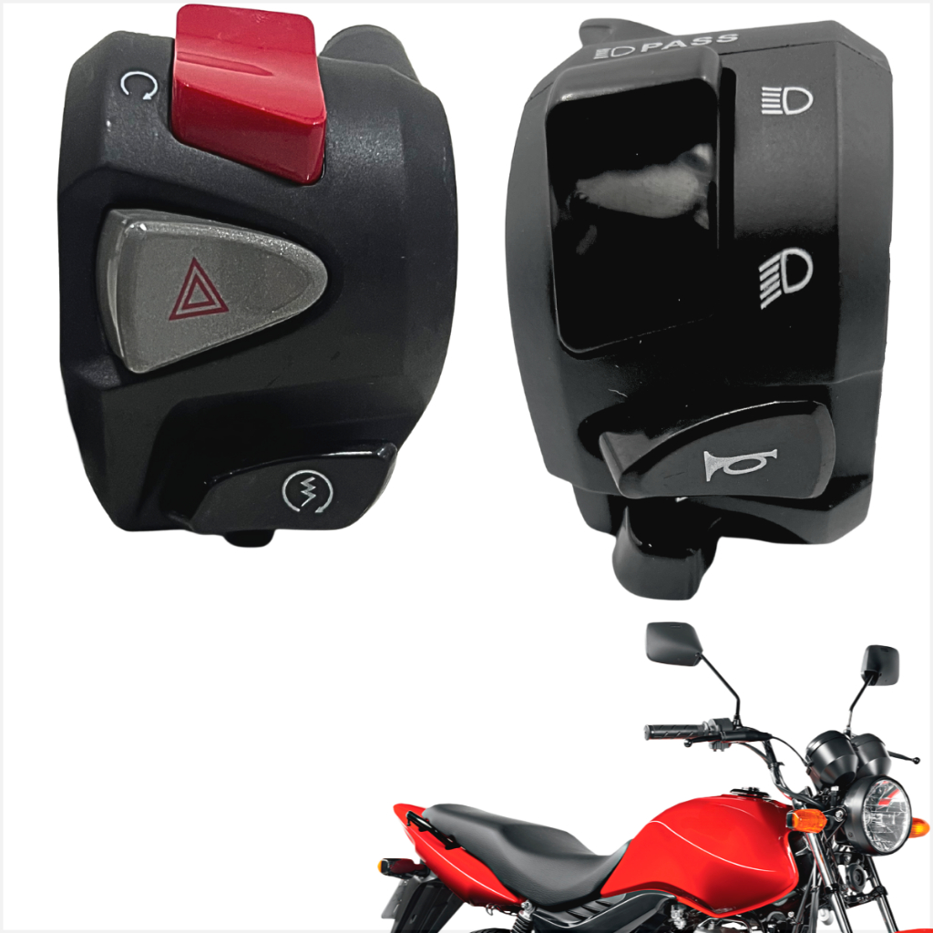 Kit Punho De Partida Cb 500 + Punho Chave de Luz Xre 300 Com Lampejador Pisca Alerta Cg Titan Fan Cb Start 150 Plug 160 em Oferta na Shopee