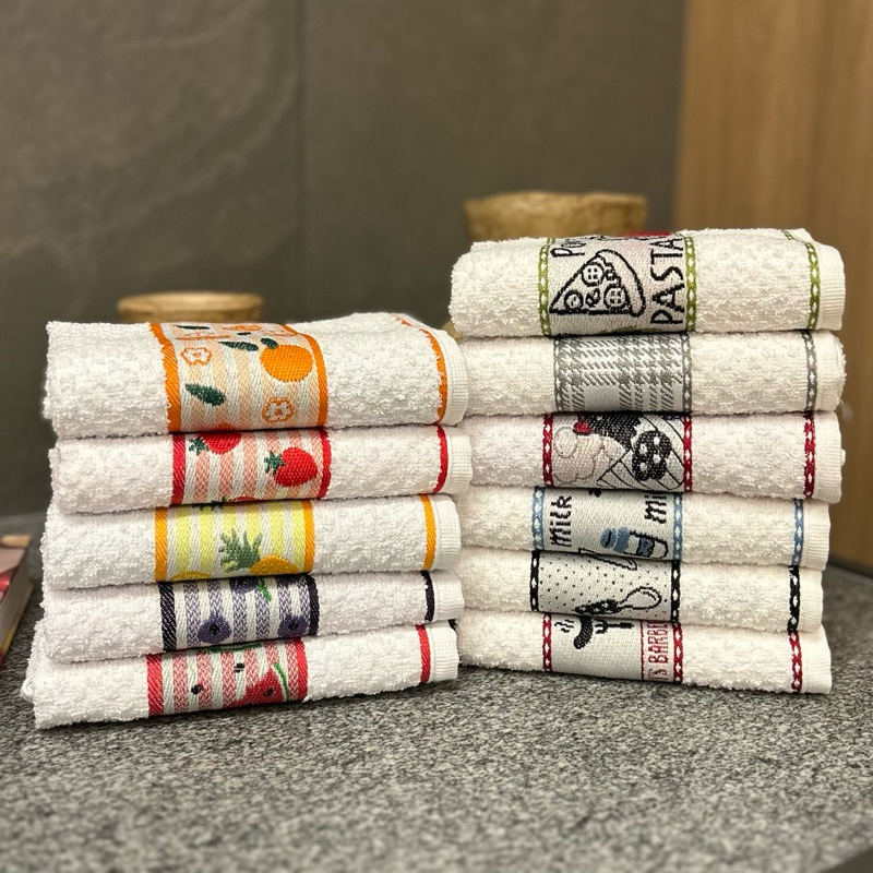 Kit 10 Panos de Prato Jacquard Gourmet Premium Atoalhado Felpudo 100% Algodão Toalha de Copa 45x70cm
