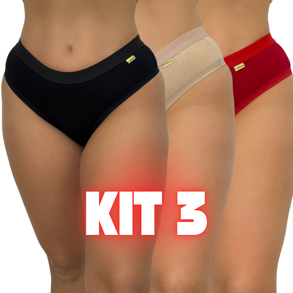 KIT 3 Calcinha Antialérgica 100% Algodão Tanga Conforto Feminina Reforçada em Oferta na Shopee