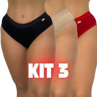 KIT 3 Calcinha Antialérgica 100% Algodão Tanga Conforto Feminina Reforçada em Oferta na Shopee